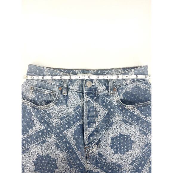 PacSun Bandana Print High Rise Straight Crop Jean Button Fly Size 26 - Picture 5 of 12